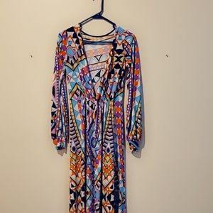 Long colorful printed swimsuit coverup/ dress
